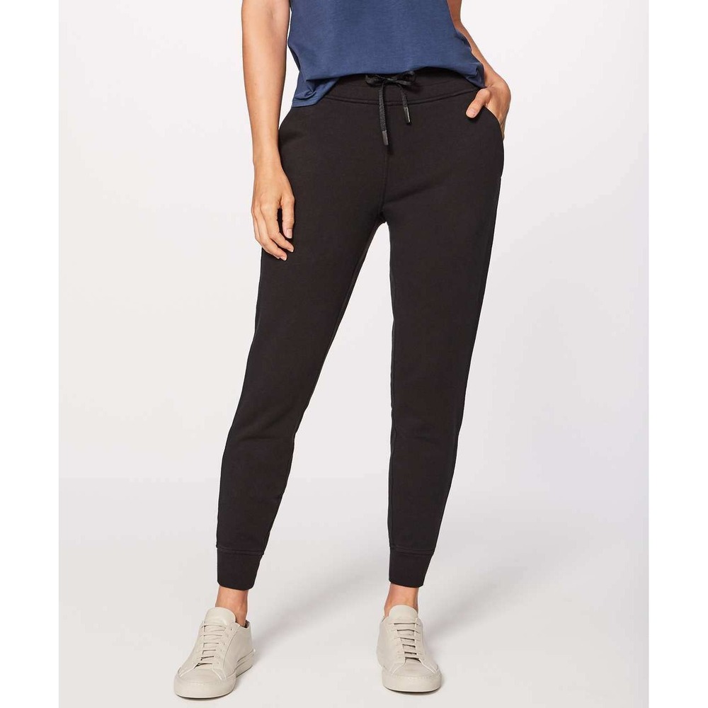 Lululemon Athletica Size 10‎ Warm Down Jogger Pants 28" Black Light Cotton Terry